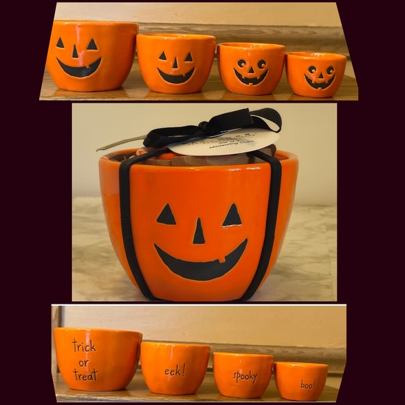 Rae Dunn Halloween Pumpkin Measuring Cups Orange Jack O Lanterns 2024 NEW - Picture 1 of 10